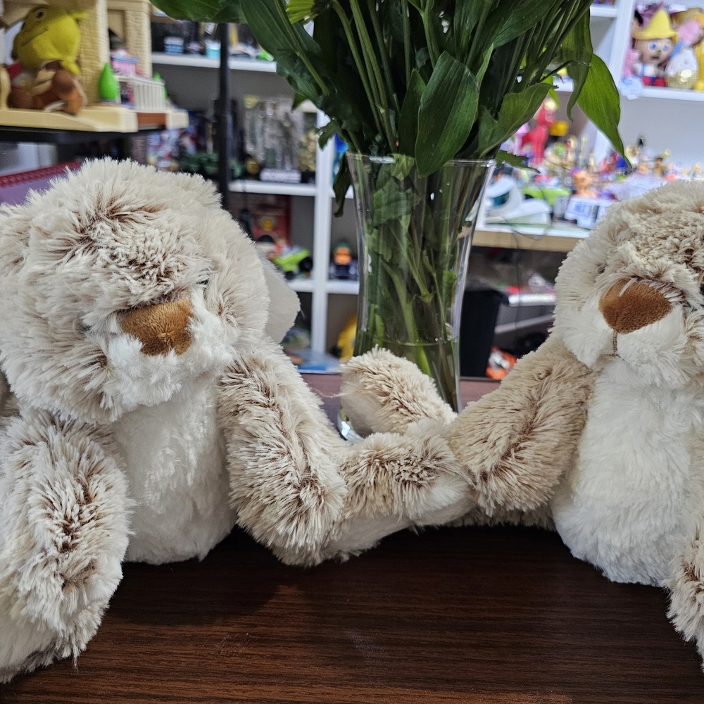 Plush Tan and White Bunny Pair